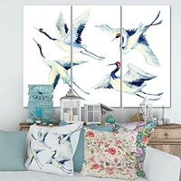 Asian Crane Bird Impression  Canvas Wall Art