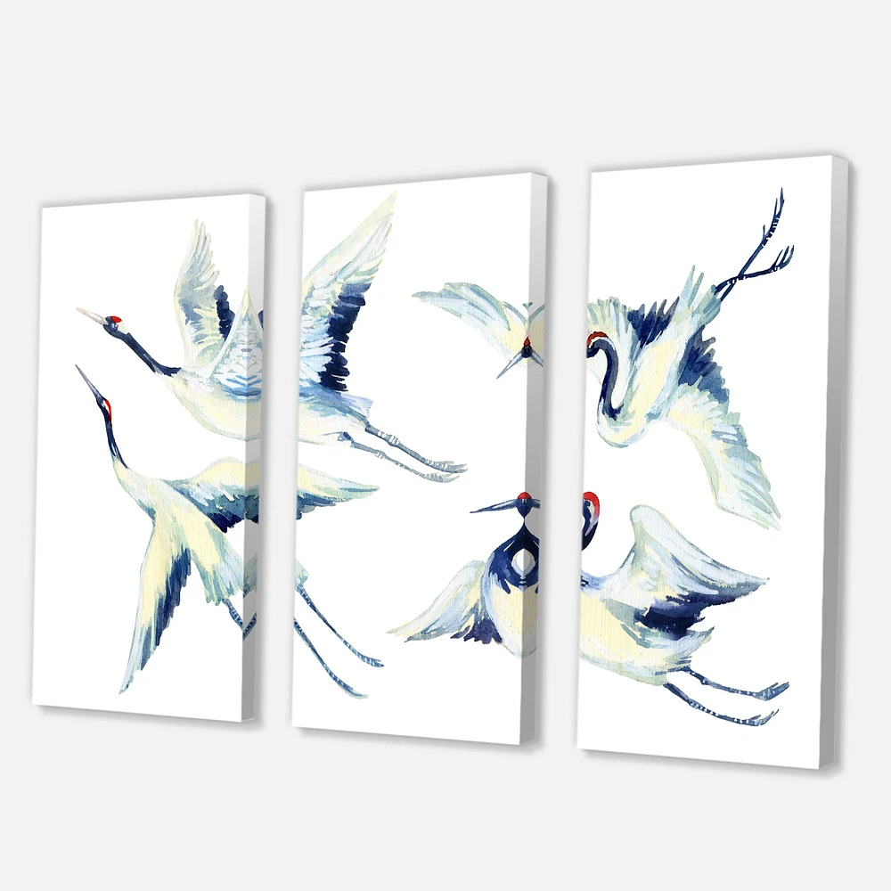 Asian Crane Bird Impression  Canvas Wall Art
