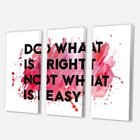 Do What Is Right Not What Is Easy I Canvas Wall Art - 3 Panels