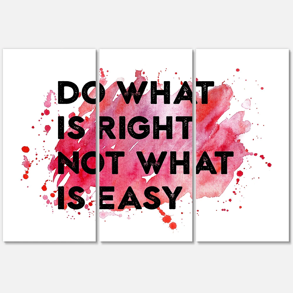 Do What Is Right Not What Is Easy I Canvas Wall Art - 3 Panels