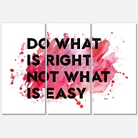 Do What Is Right Not What Is Easy I Canvas Wall Art - 3 Panels