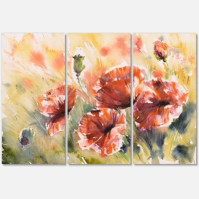 Red Poppy on A Field  Canvas Wall Art