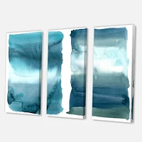 Ocean Blue Aquatic Abstract Impression I Canvas Wall Art Print - 3 Panels
