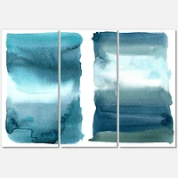 Ocean Blue Aquatic Abstract Impression I Canvas Wall Art Print - 3 Panels