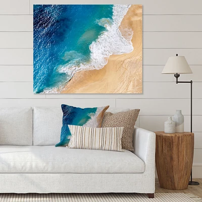 Turquoise Waves Breaking At The Sandy Beach III Canvas Wall Art Print