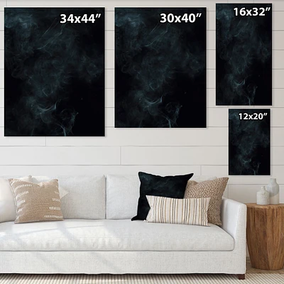 White Smoke on Black  Canvas Wall Art Print