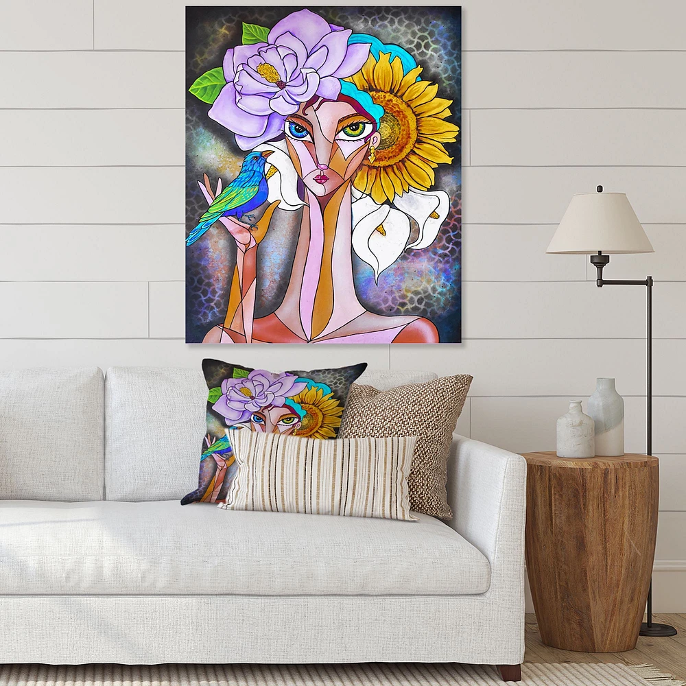 Cubist Girl Portrait Canvas Wall Art Print