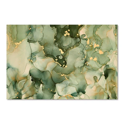 Green Luxury Abstract Fluid Art I Canvas Wall Print