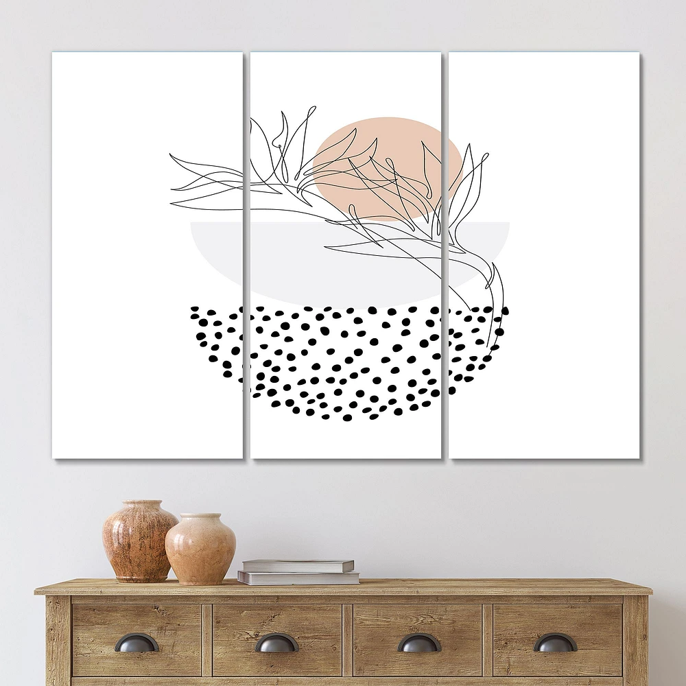 Abstract One Line Art Tropical Flower Canvas Wall Print