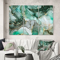 Green Luxury Abstract Fluid Art III Rectangular Canvas Wall Print
