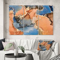 Toile imprimée « Blue and Orange Luxury Abstract Fluid Art I