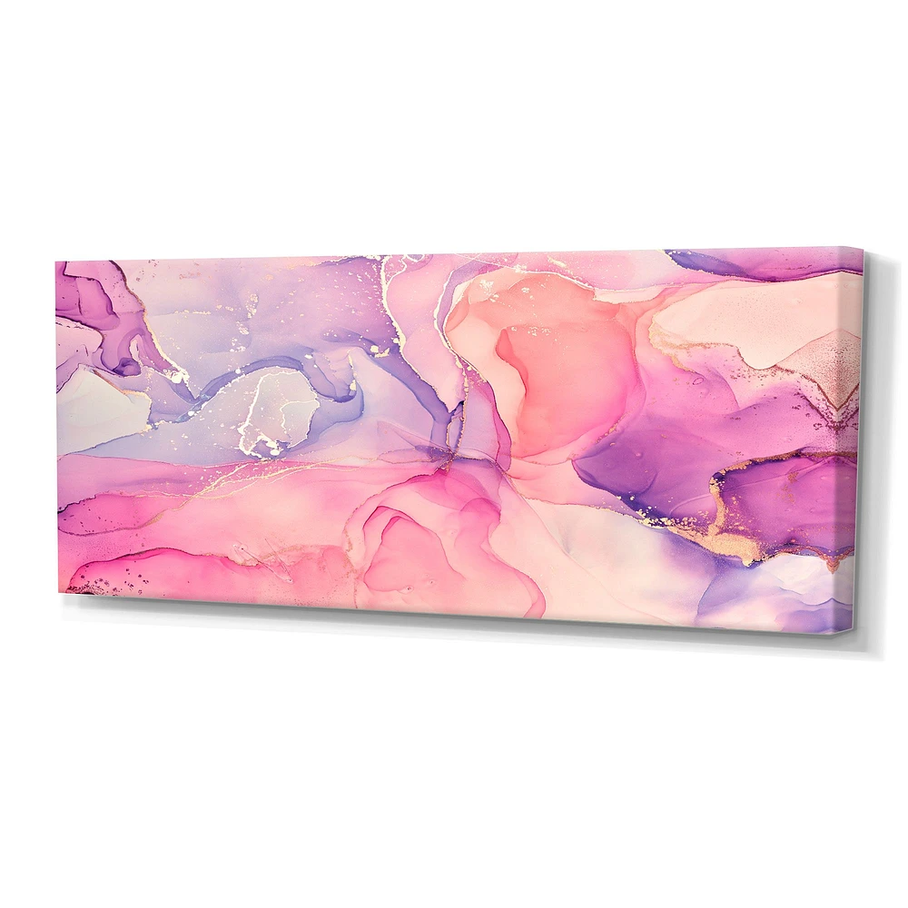 Pink and Purple Abstract Marble Texture I Canvas Wall Art Print