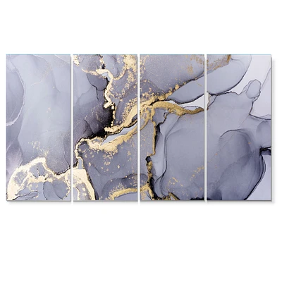 Closeup of Black and Golden Abstract Marble Texture Canvas Wall Art Print