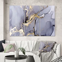 Closeup of Black and Golden Abstract Marble Texture Canvas Wall Art Print