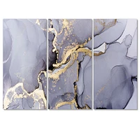 Closeup of Black and Golden Abstract Marble Texture Canvas Wall Art Print