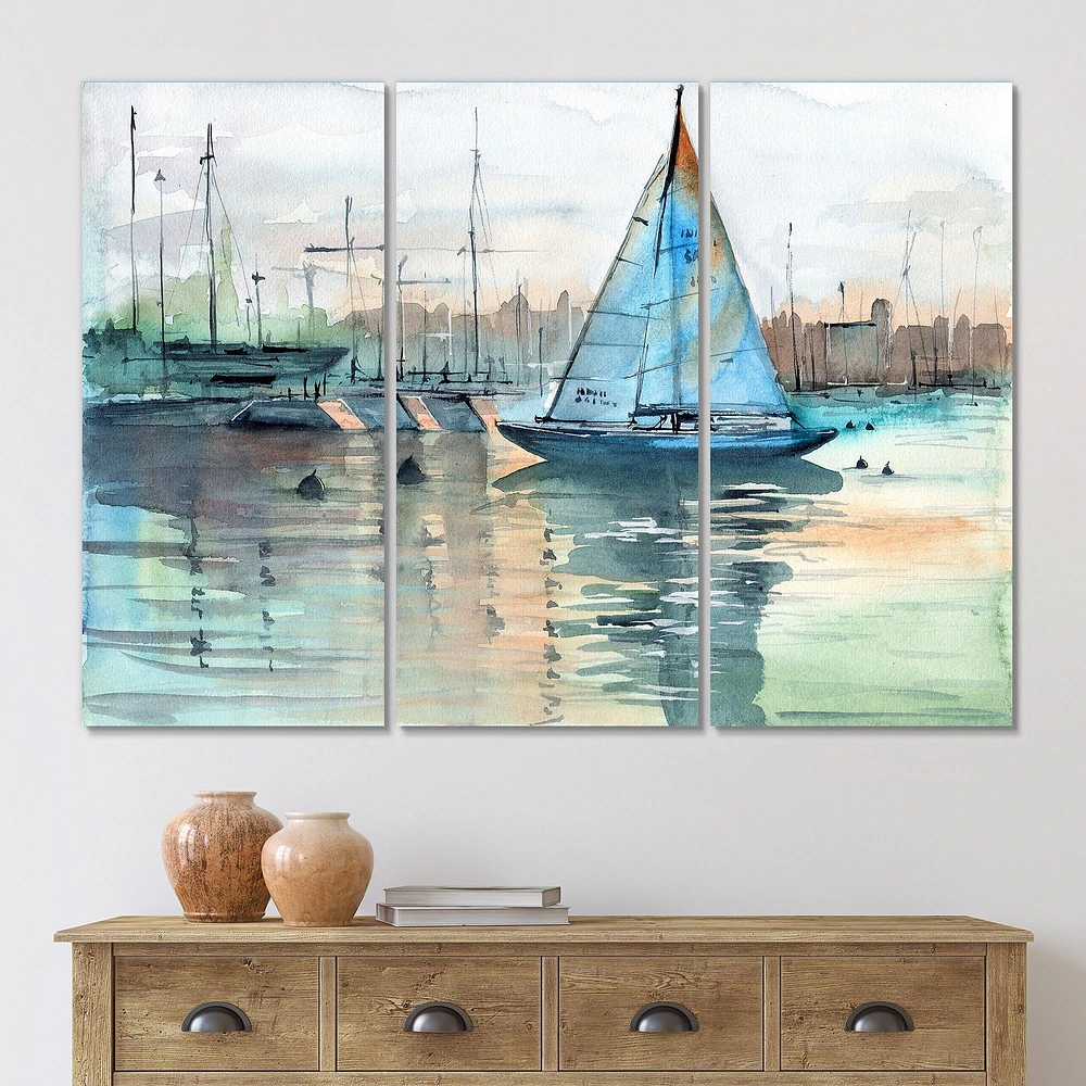 Toile imprimée « A Sailboat Marina with Some Yachts