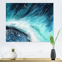 Navy Blue Ocean Waves with White Seafoam I Canvas Wall Art Print