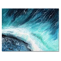 Navy Blue Ocean Waves with White Seafoam I Canvas Wall Art Print