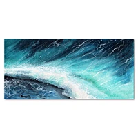 Navy Blue Ocean Waves with White Seafoam I Canvas Wall Art Print