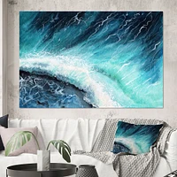 Navy Blue Ocean Waves with White Seafoam I Canvas Wall Art Print