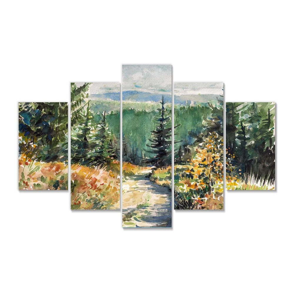 With Road Mountains Canvas Wall Art Print