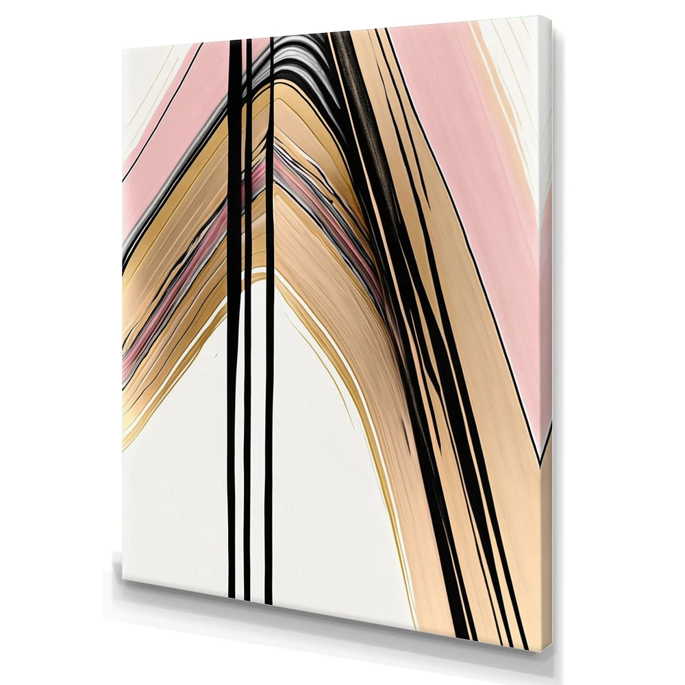 Minimalism Pink And Gold Cubic Fusion V Wall Art