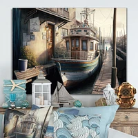 Rustic Port With A Fishing Boat IV Wall Art