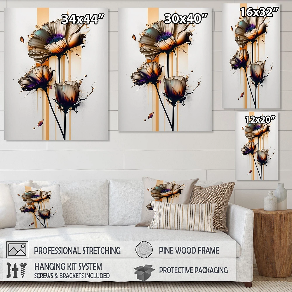 Orange Daisy Flower On Abstract Fusion I Wall Art