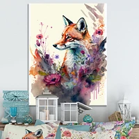 Cute Fox Floral Art Wall