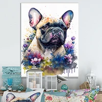 Cute Frenchie Floral Art I Wall