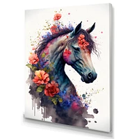 Cute Horse Floral Art I Wall