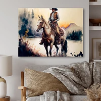 Western Cowboy Riding A Horse Wall Art