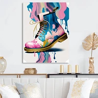 Pink And Blue Art Deco Army Shoes Wall
