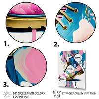 Pink And Blue Art Deco Army Shoes Wall
