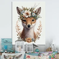 Cute Baby Fox With Floral Crown Wall Art