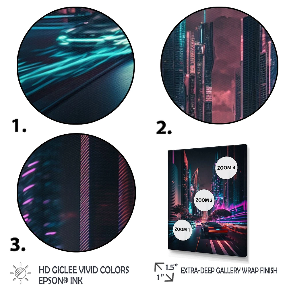 Futuristic Miami Neon Art Wall
