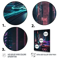 Futuristic Miami Neon Art Wall