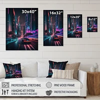 Futuristic Miami Neon Art Wall