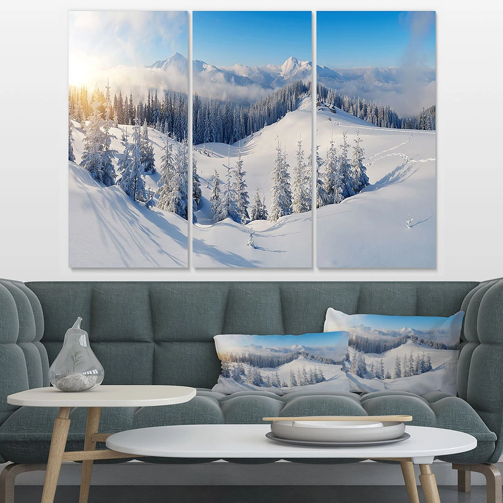 Winter Mountains Panorama Canvas Wall Art- pieces