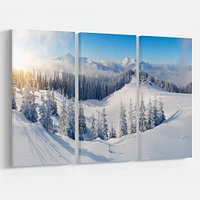Winter Mountains Panorama Canvas Wall Art- pieces