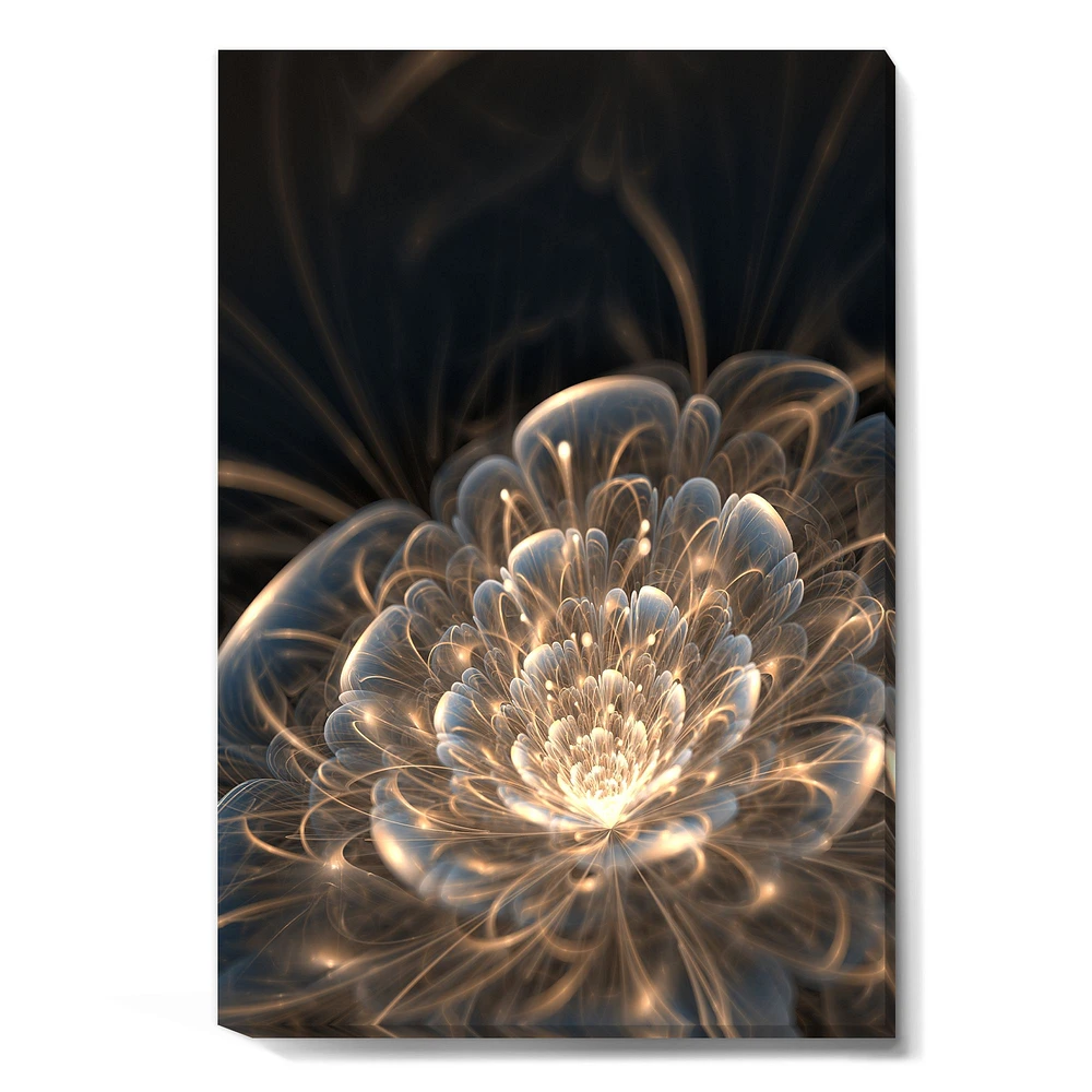 Fractal Flower with Golden Rays  Canvas Art Print