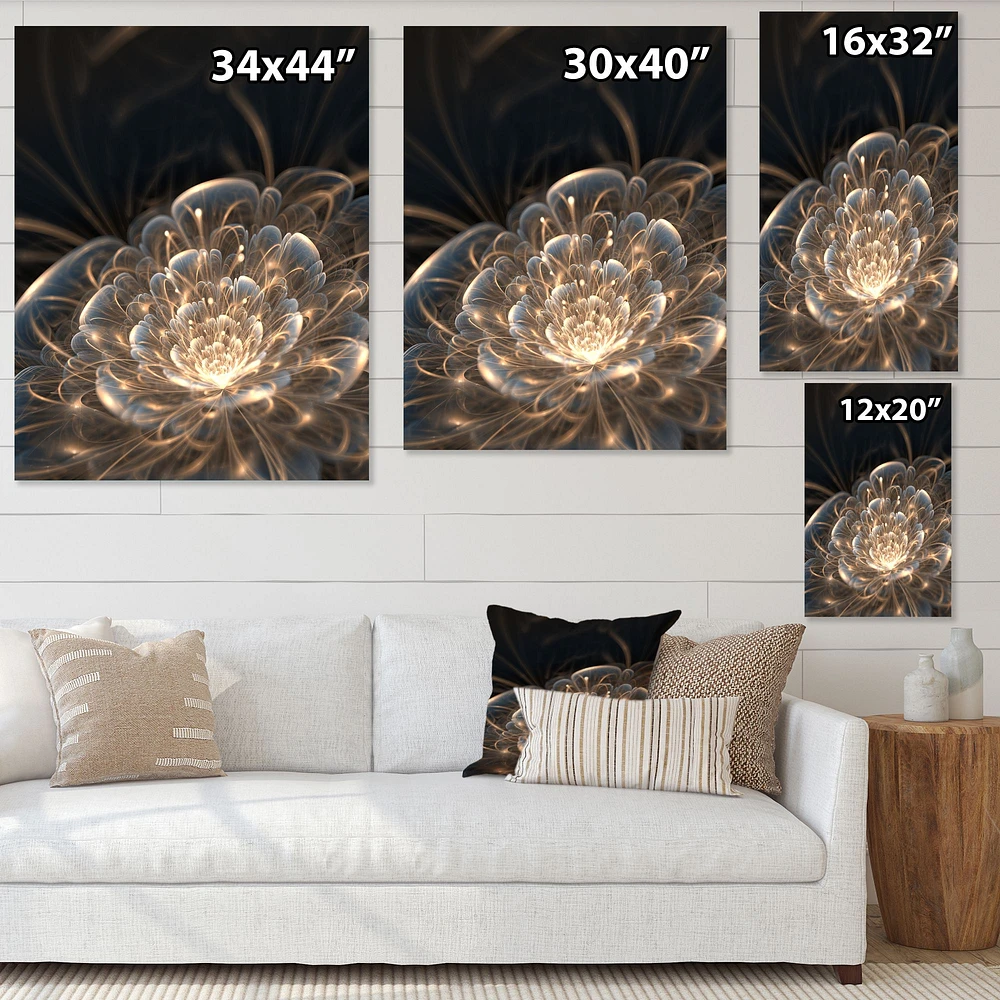 Fractal Flower with Golden Rays  Canvas Art Print