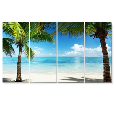 Palm Trees and Sea Canvas Wall Art - 4 Panels