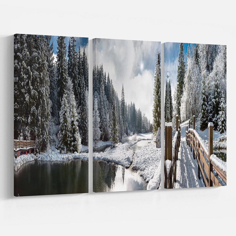 Winter Morning Panorama  Canvas Wall Art