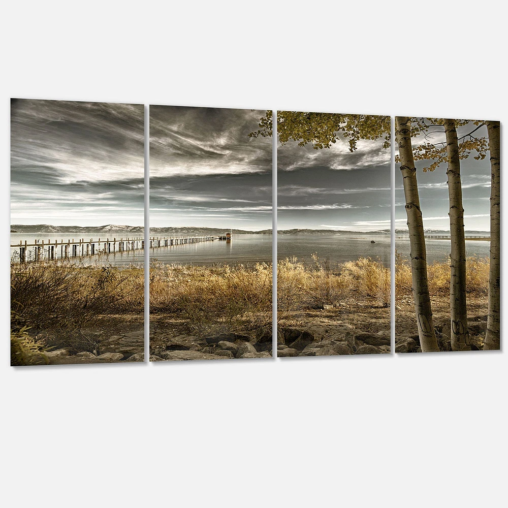 Pier Brown Lake  Canvas Art Print