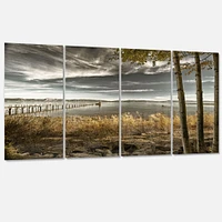 Pier Brown Lake  Canvas Art Print