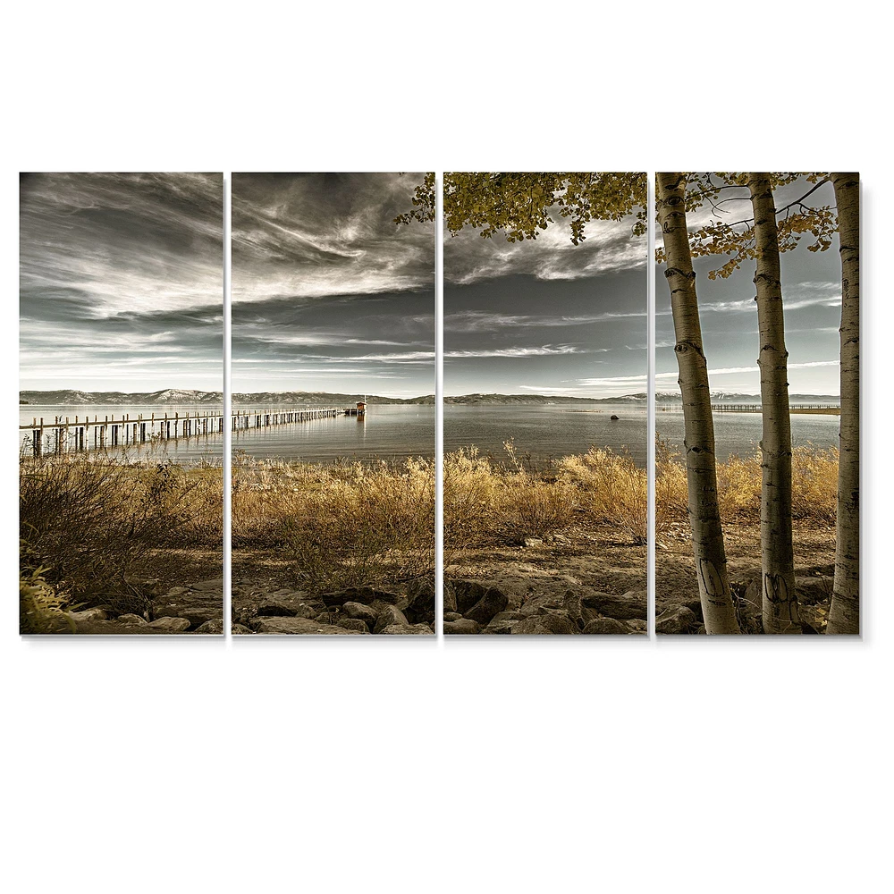 Pier Brown Lake  Canvas Art Print