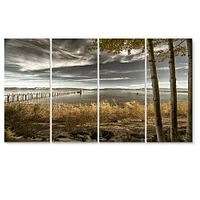 Pier Brown Lake  Canvas Art Print
