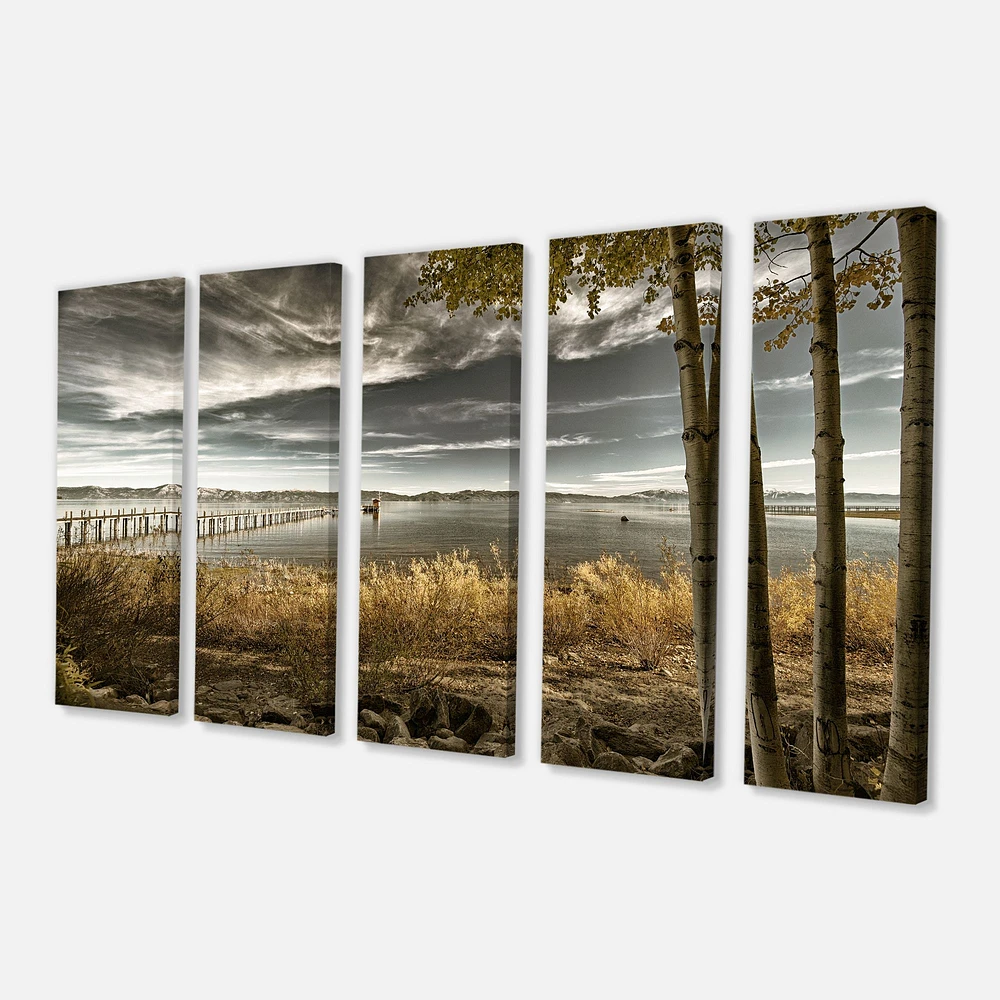 Pier Brown Lake  Canvas Art Print
