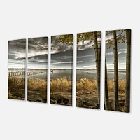 Pier Brown Lake  Canvas Art Print